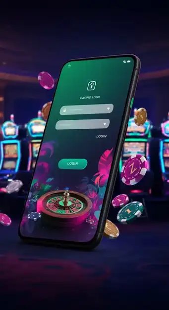 Interfaz de inicio de sesión segura de Paradise 8 Casino con campos para número de cuenta y contraseña, protegida por cifrado SSL de 128 bits.